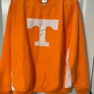 Orange V-Neck Sweatshirt with White Logo